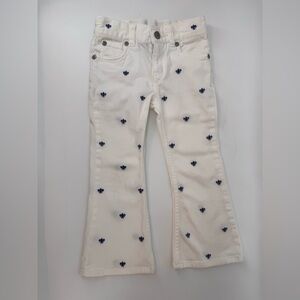 Ralph Lauren White Girls White Pants Embroidery Boot Leg Sz 4